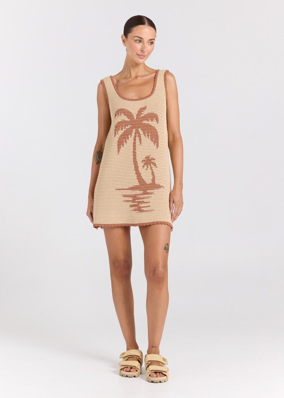 Palm Beach Knit Dress-Sand